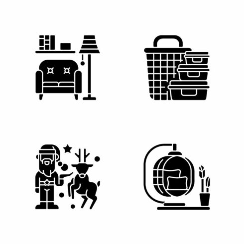 Homeware and furniture glyph icons cover image.