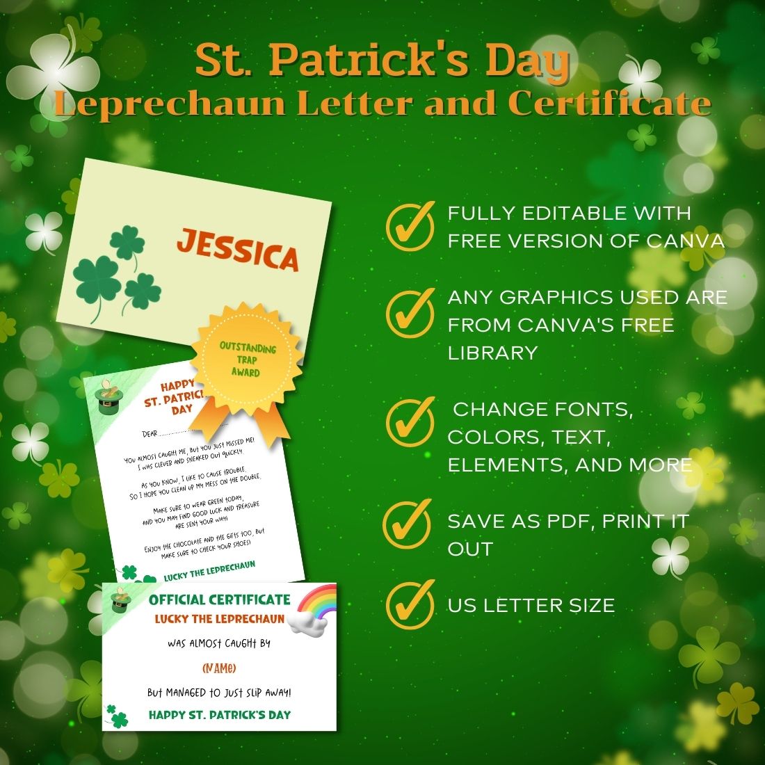 St patrick's day letter and certificate.