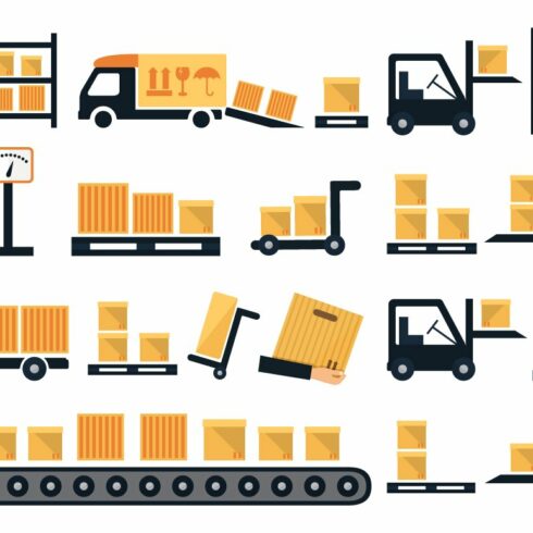 Shipping and delivery vector icons cover image.