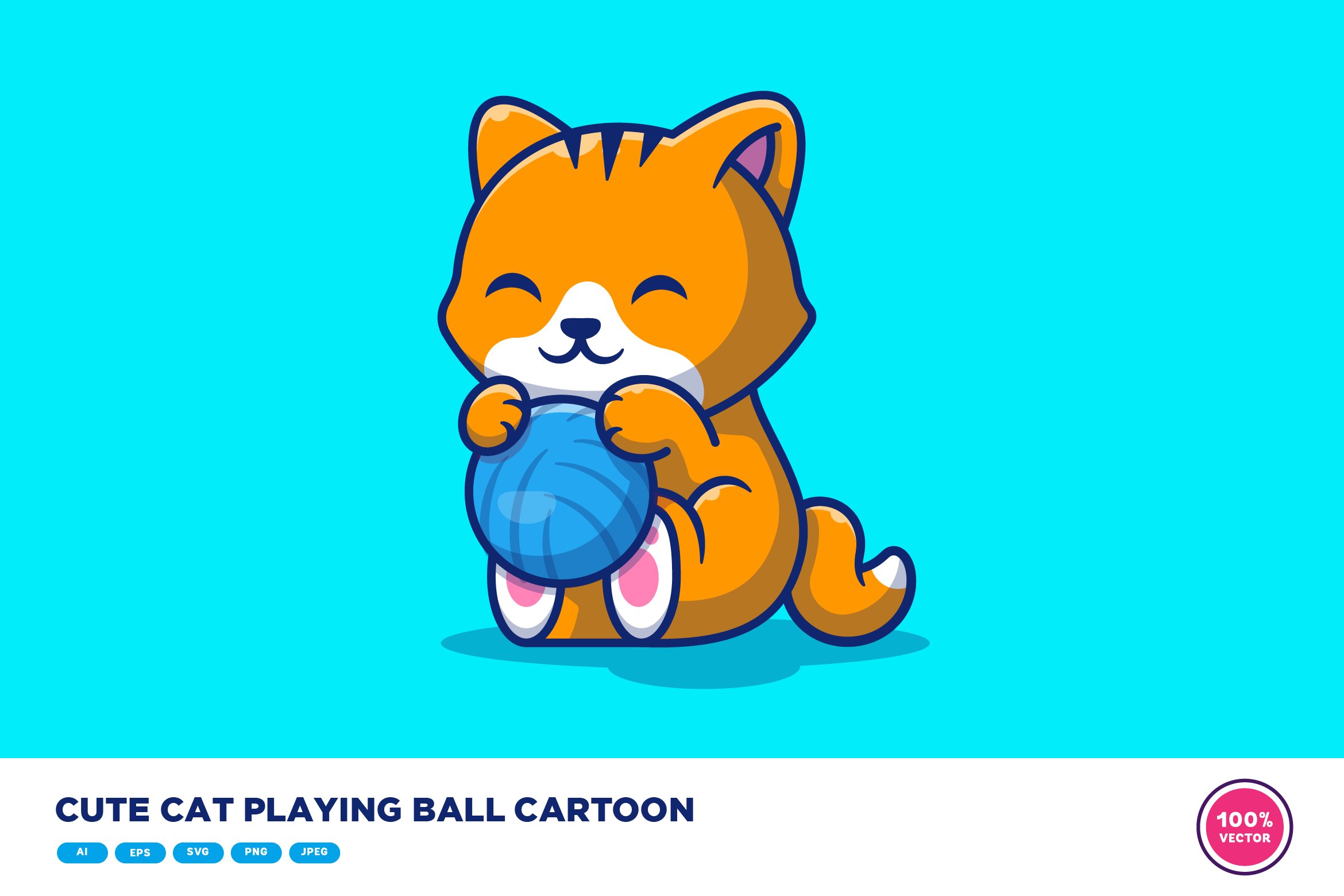 Cute Cat Playing Ball Cartoon cover image.