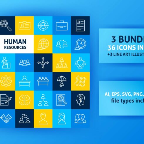 Human Resources Line Art Icons Set cover image.