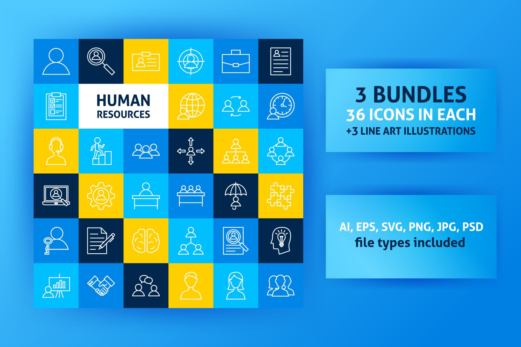 Human Resources Line Art Icons Set cover image.