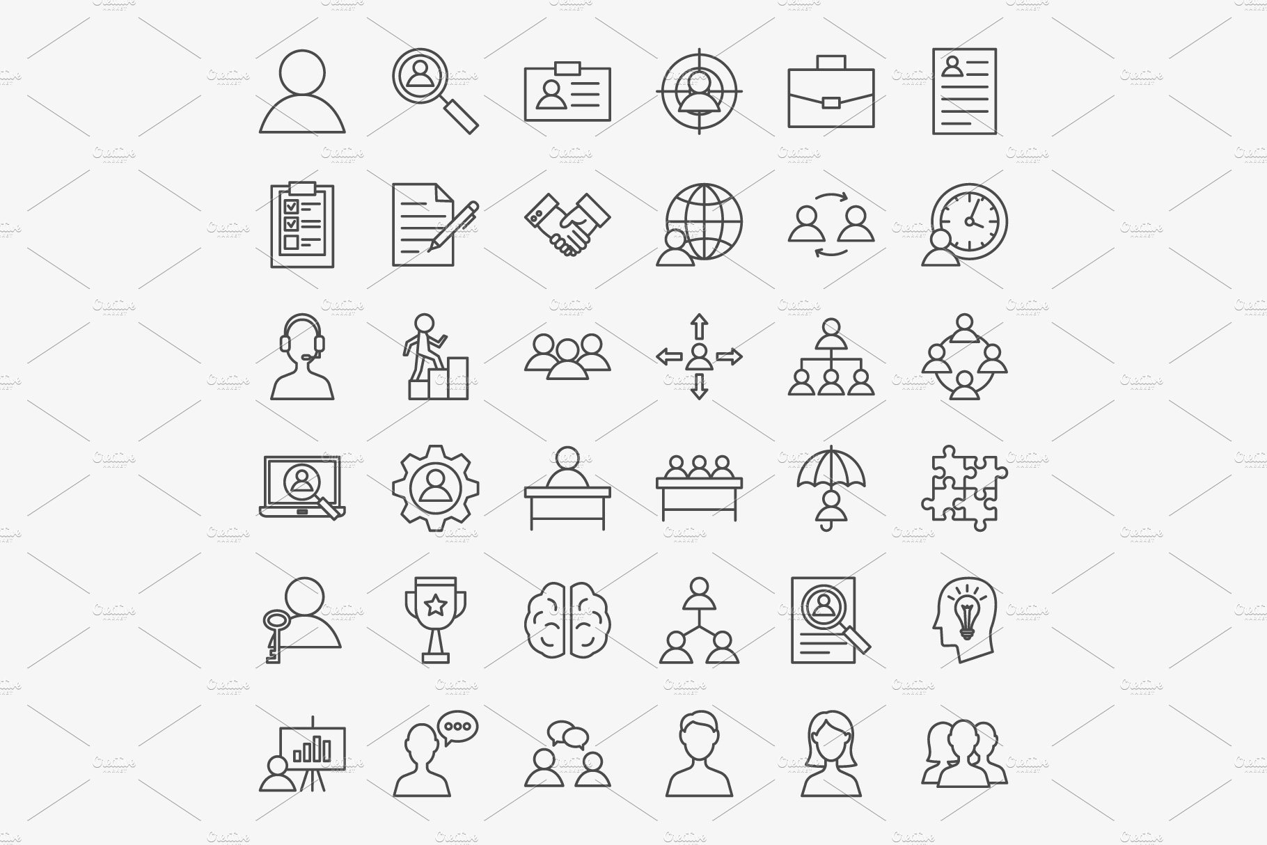 Human Resources Line Art Icons Set preview image.