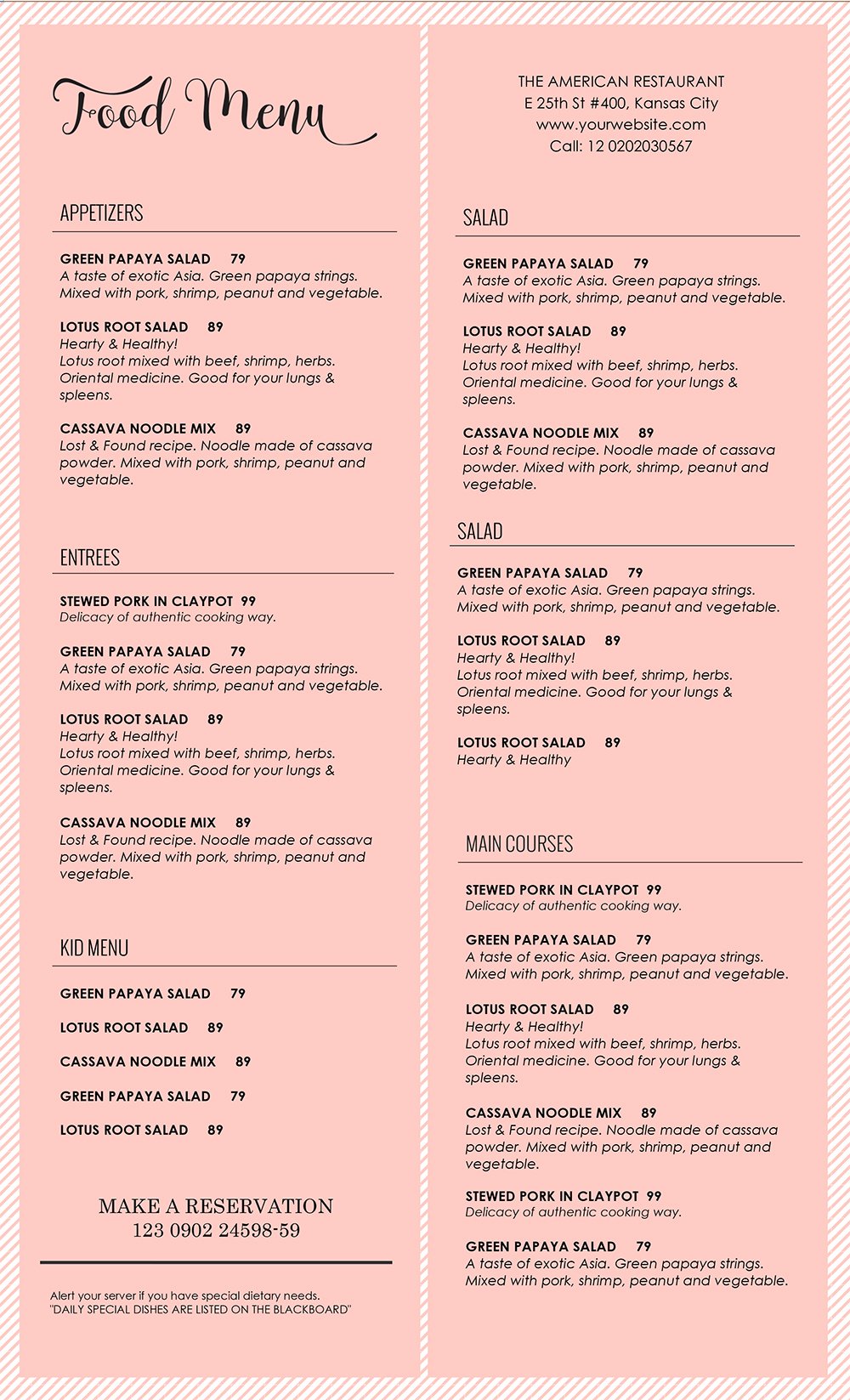 Restaurant Menu preview image.