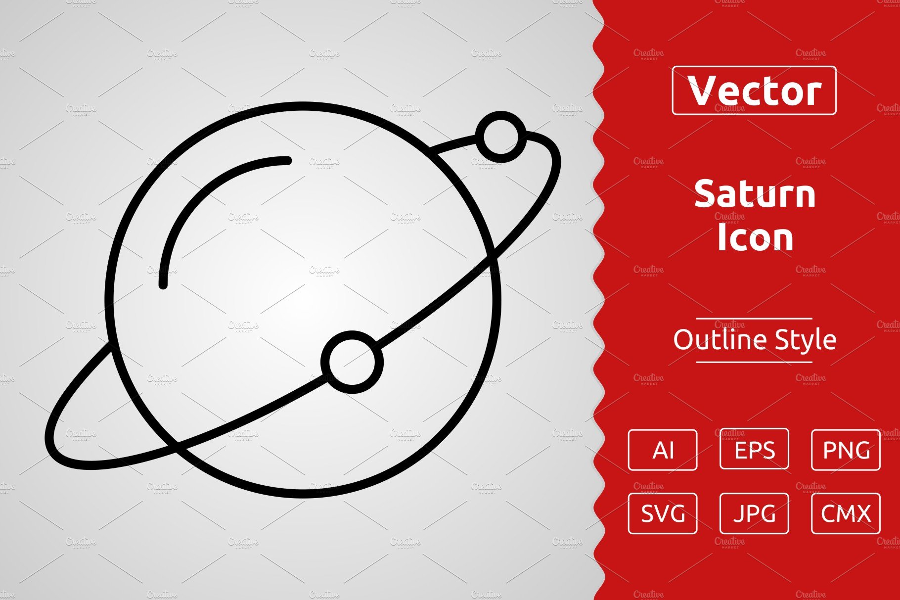 Vector Saturn Outline Icon cover image.