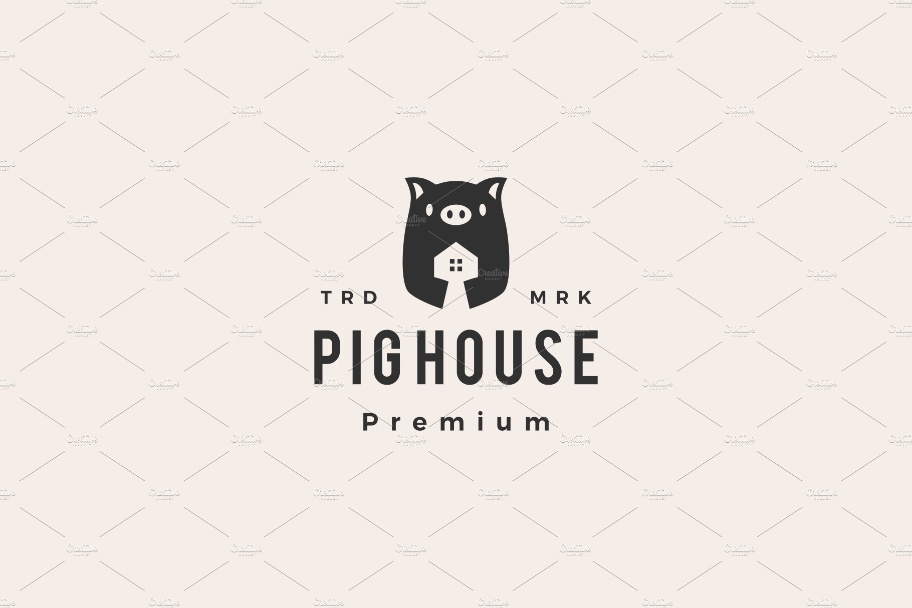 pig house hipster vintage logo cover image.