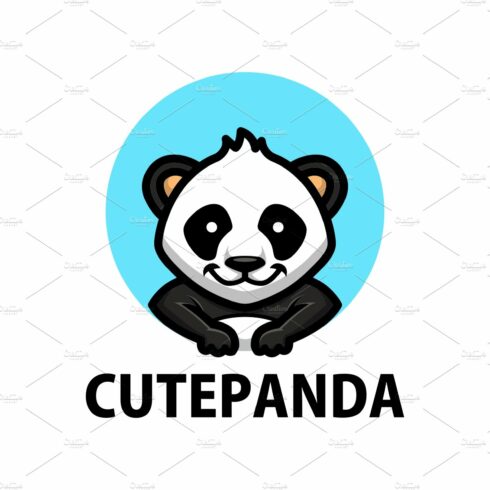 cute panda cartoon logo vector icon cover image.
