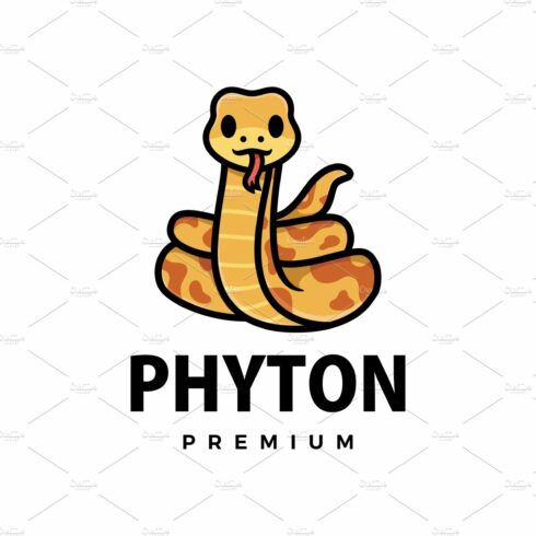 cute phyton cartoon logo vector icon cover image.