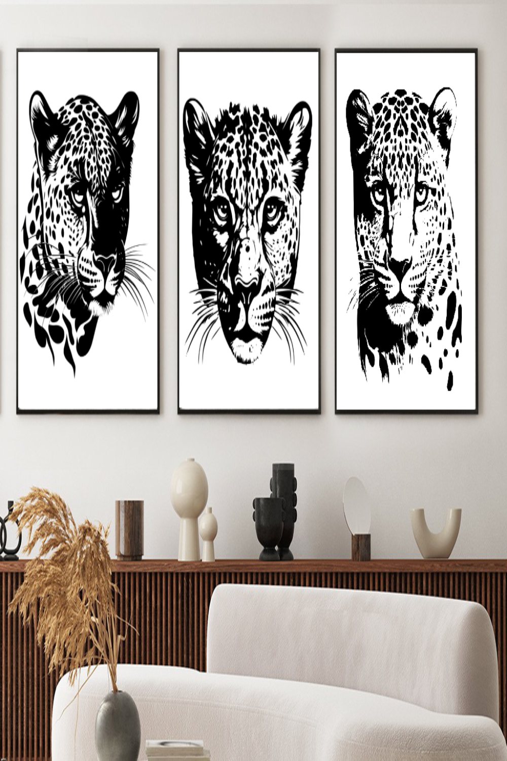 3 Jaguar SVG/PNG Design for Posters/T-SHIRT, Modern Art, Animals Black and White pinterest preview image.