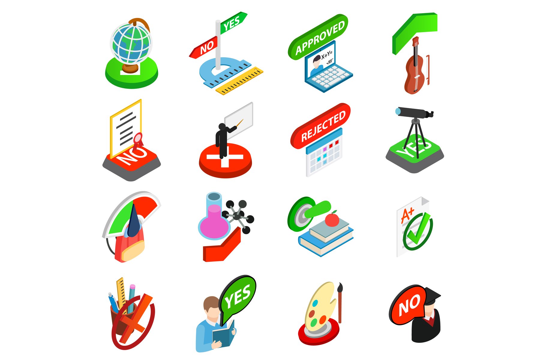 Study test icons set cover image.