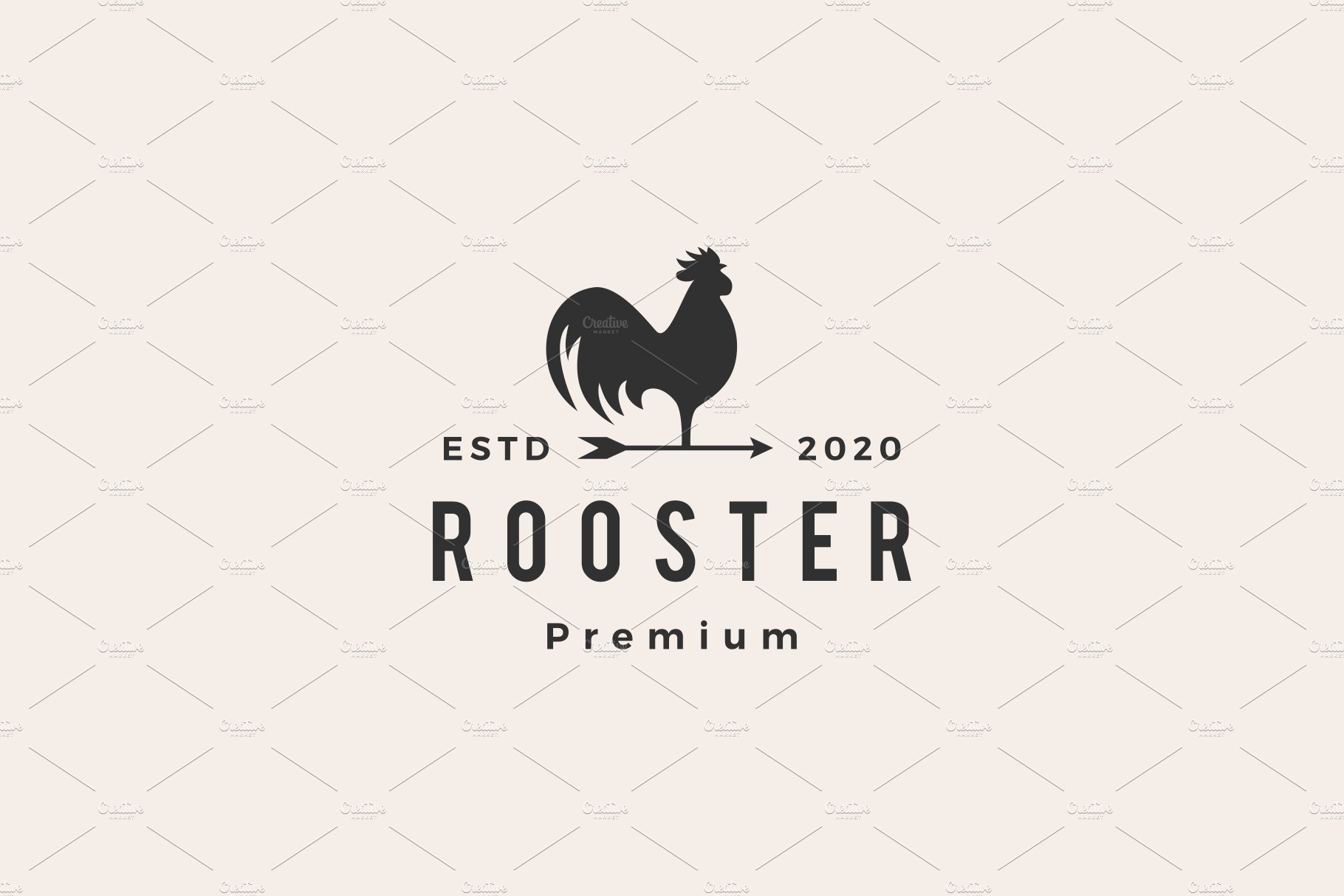 rooster hipster vintage logo vector cover image.