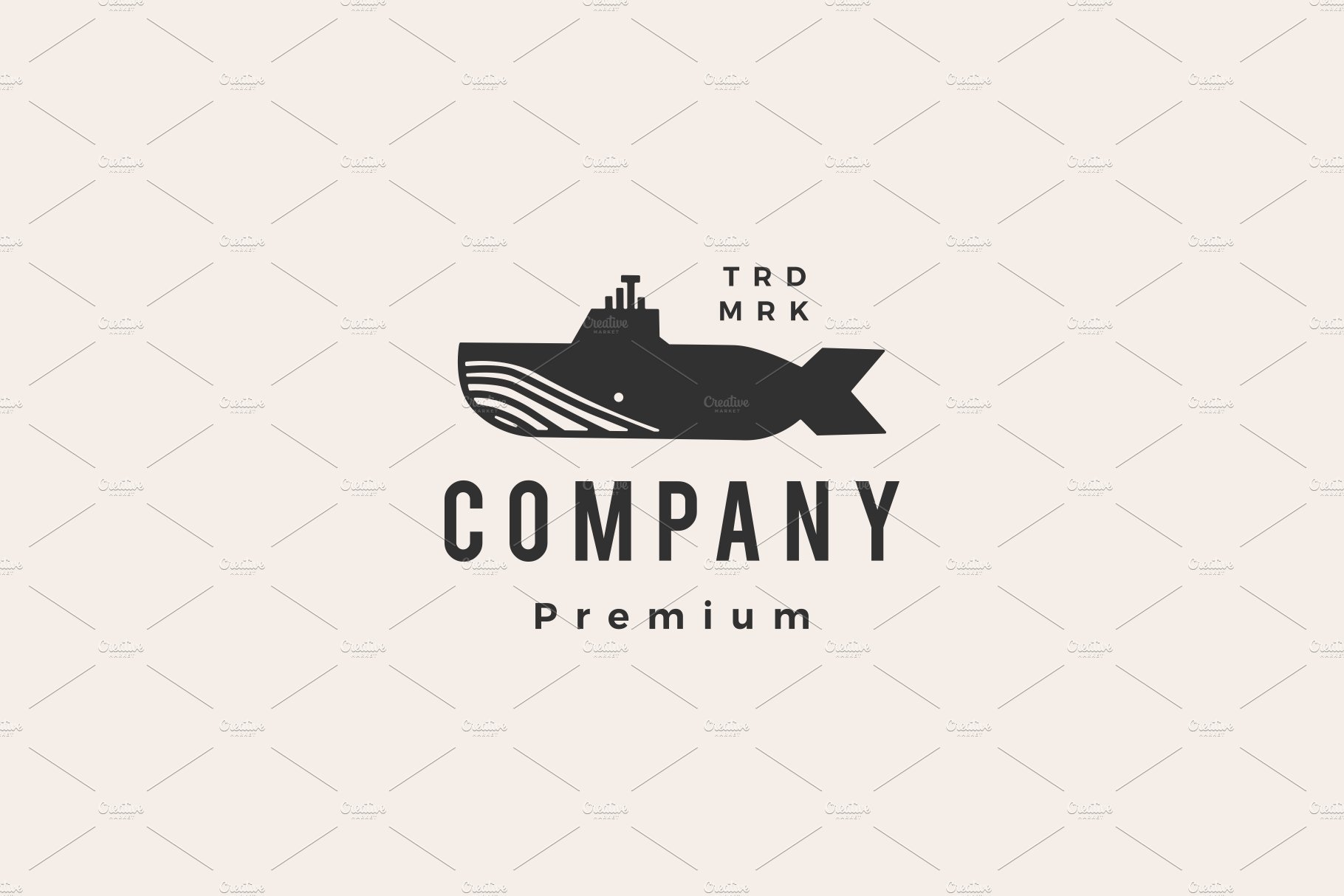 submarine whale hipster vintage logo cover image.