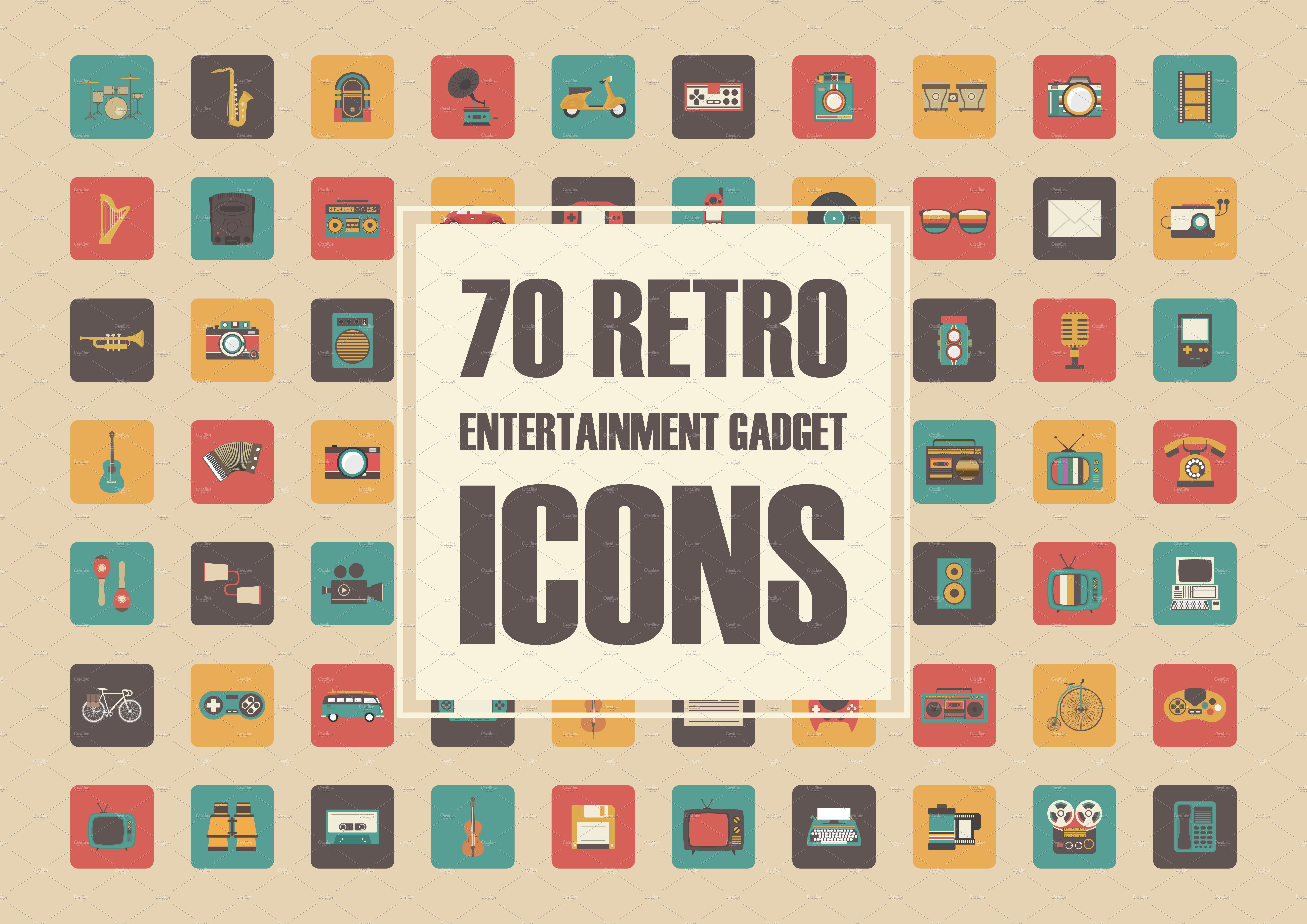 70 retro gadget icons cover image.