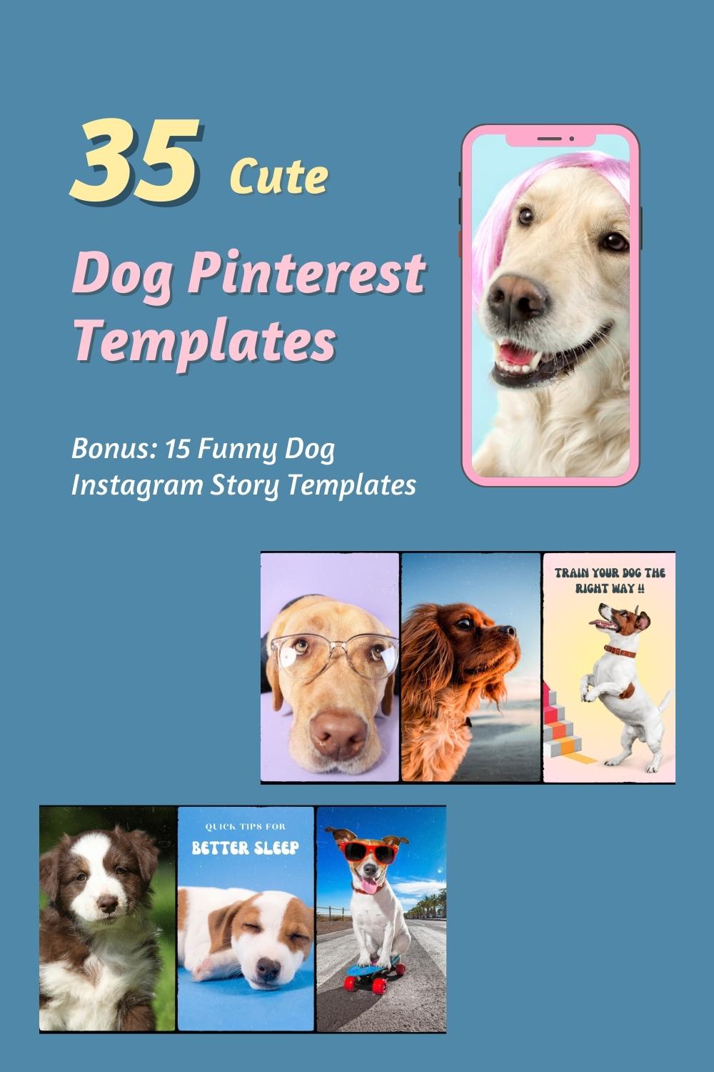 35 Cute Dog Pinterest Templates - Mega Bundle pinterest preview image.