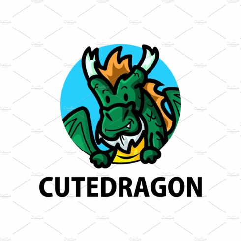 cute dragon cartoon logo vector icon cover image.