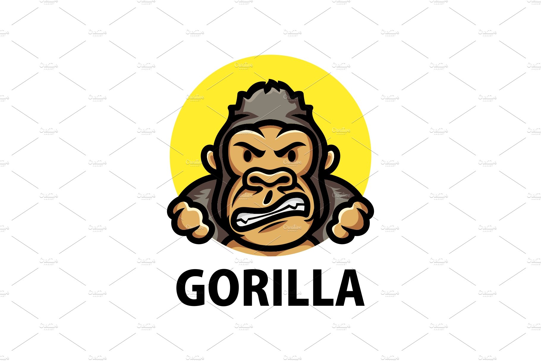 cute gorilla cartoon logo vector cover image.