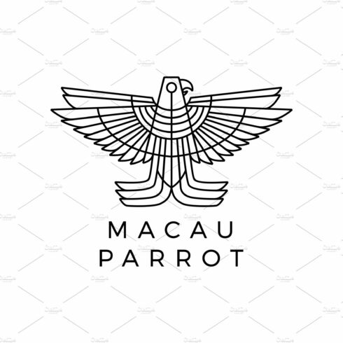 macaw parrot monoline logo vector cover image.