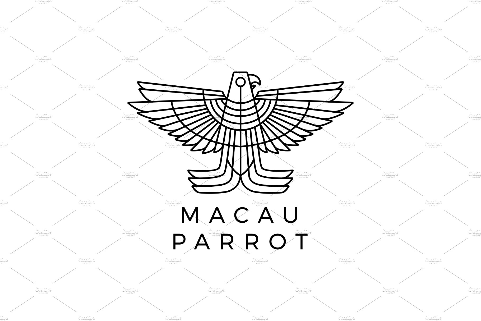 macaw parrot monoline logo vector cover image.