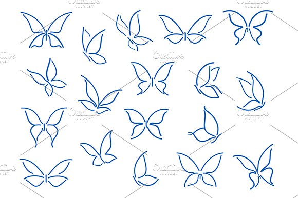 Set of butterfly silhouettes cover image.