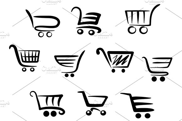Shopping cart icons cover image.