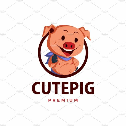 pig thumb up mascot character logo cover image.