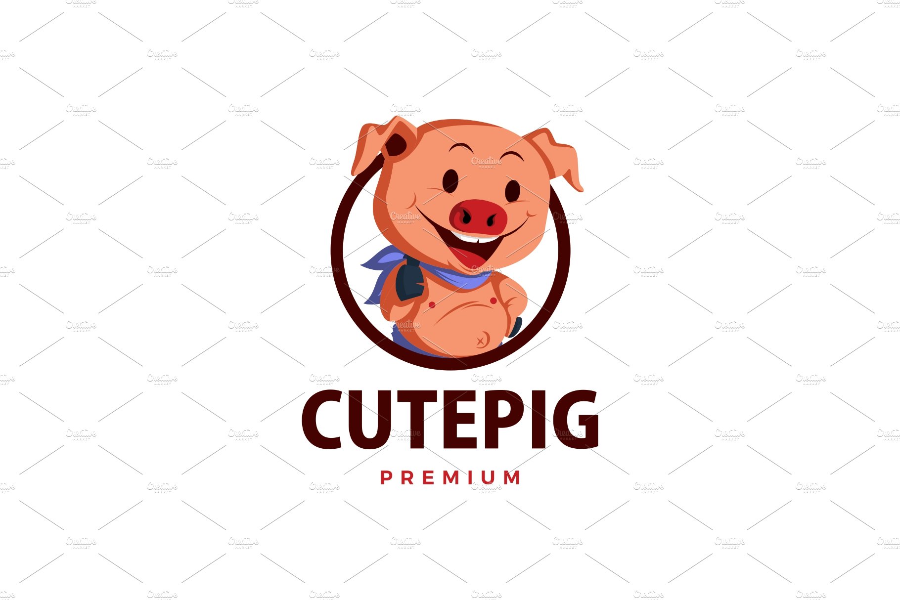 pig thumb up mascot character logo cover image.