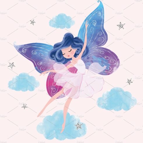 Beautiful butterfly girl vector. cover image.