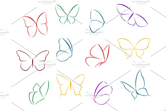 Butterflies color silhouettes cover image.