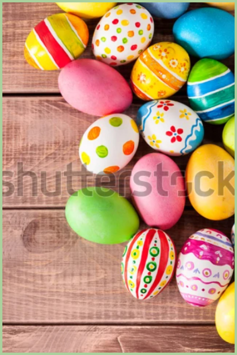 Easter eggs on wooden background.