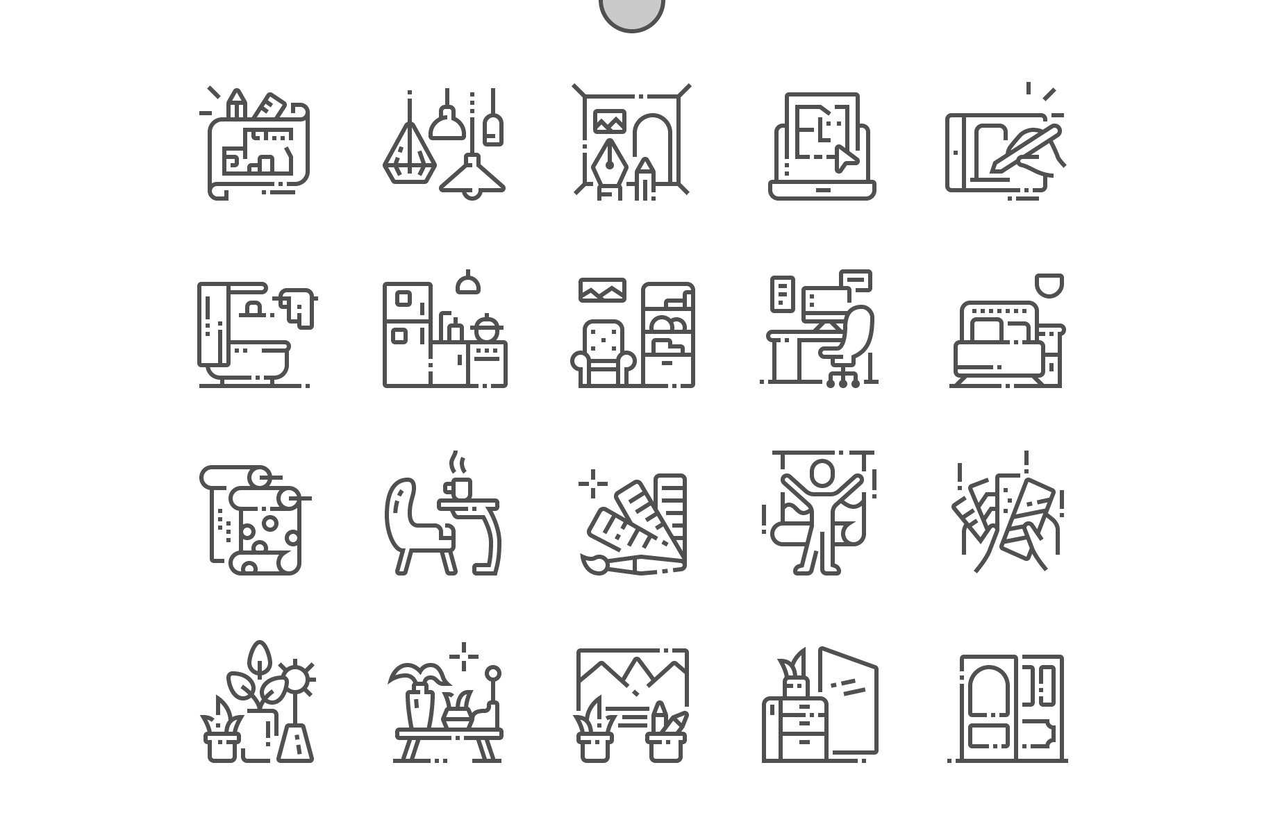 Interior Design Line Icons cover image.