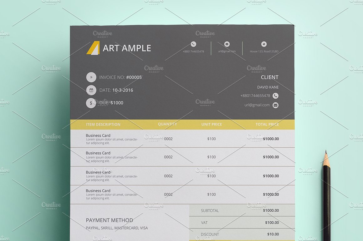 Invoice template word preview image.