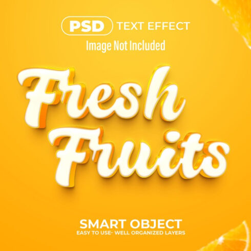 Poster with the words fresh fruits on it.