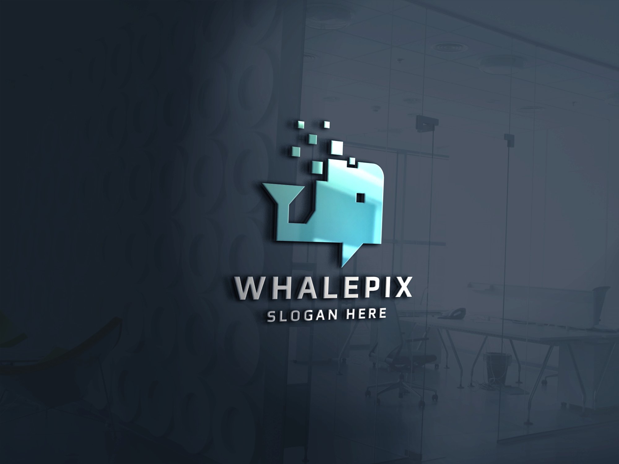 Pixel Whale Logo Template preview image.