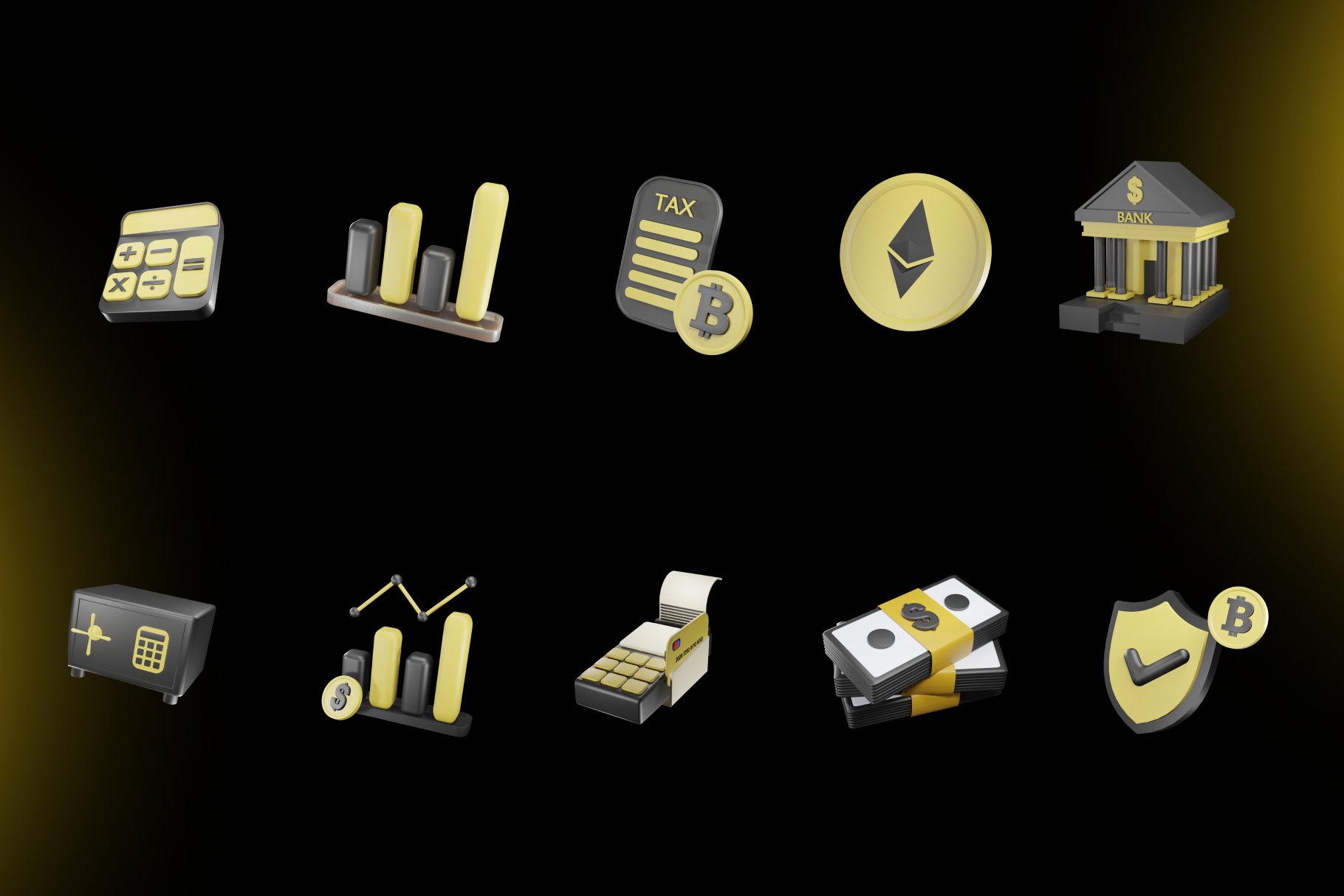 10 Finance & Crypto 3D Icon Set preview image.