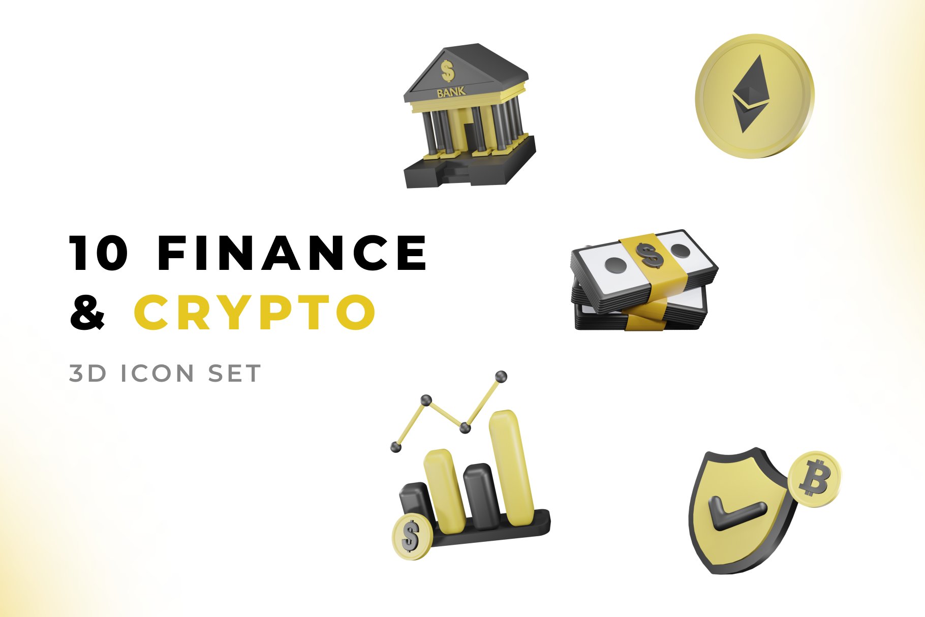 10 Finance & Crypto 3D Icon Set cover image.