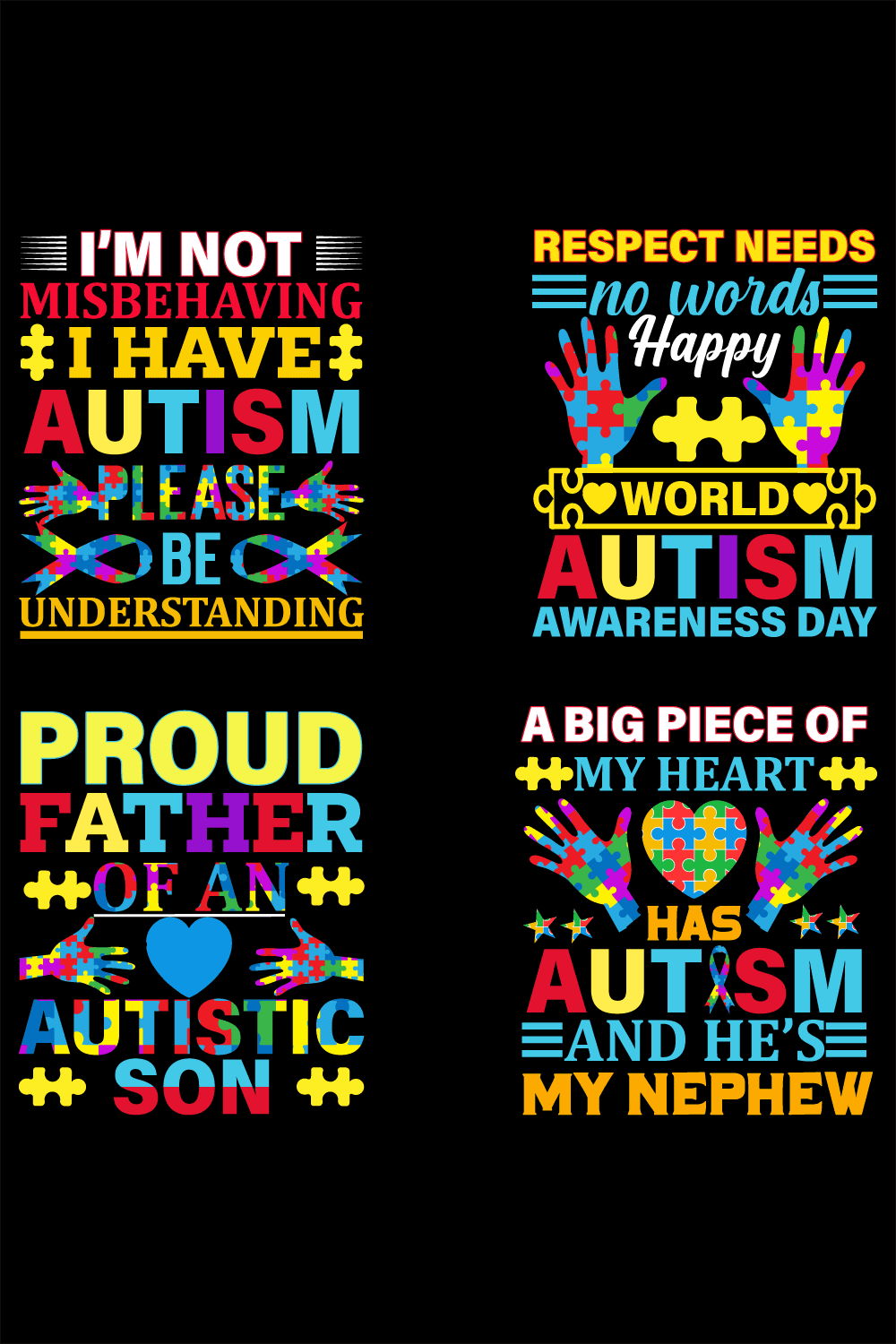Autism Awareness day t-shirt design pinterest preview image.