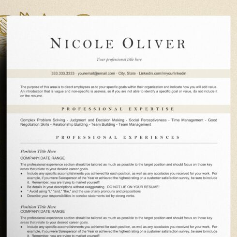 NICOLE - ATS Resume Template + BONUS cover image.