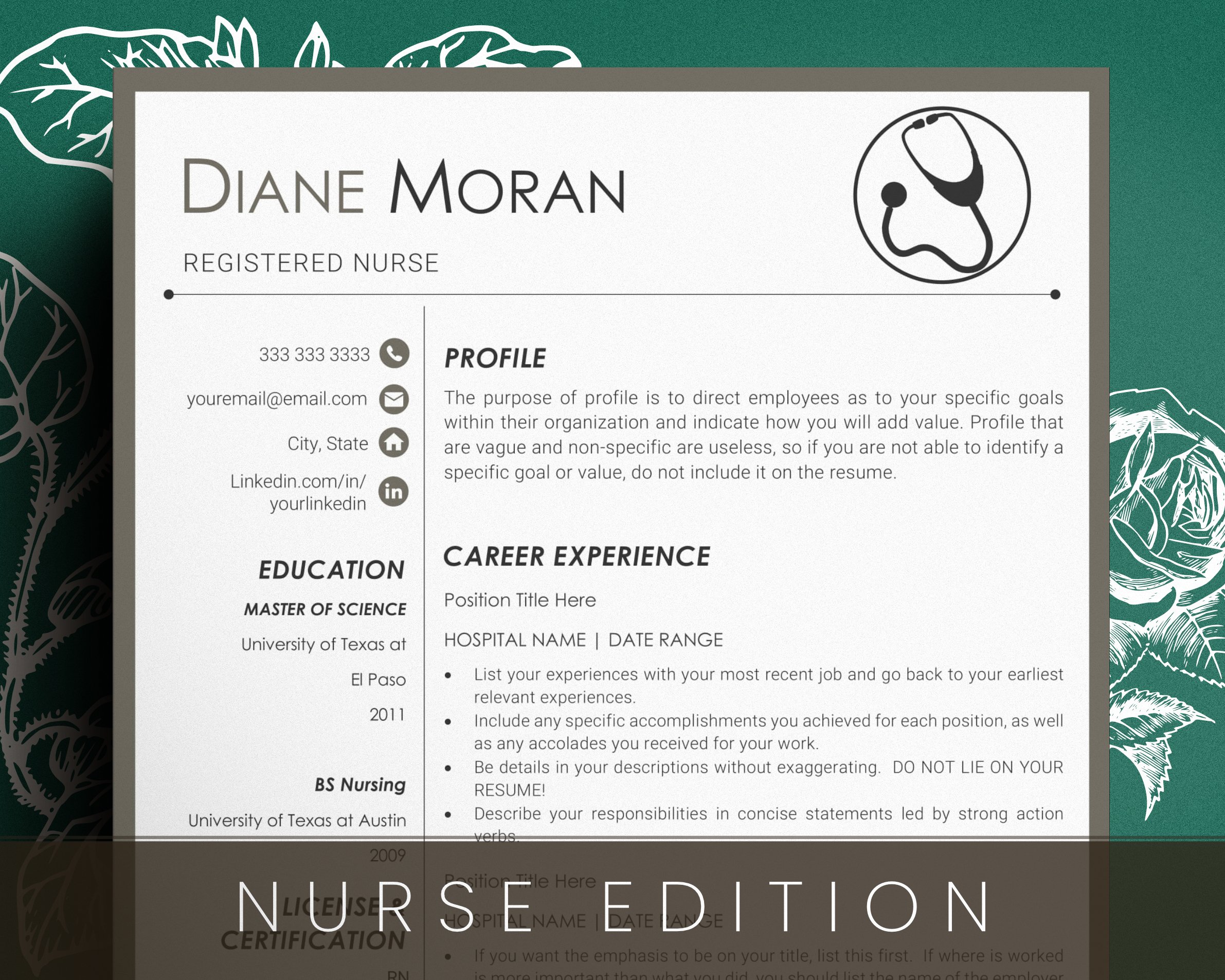 Nurse Resume Template Bundle - Diane cover image.
