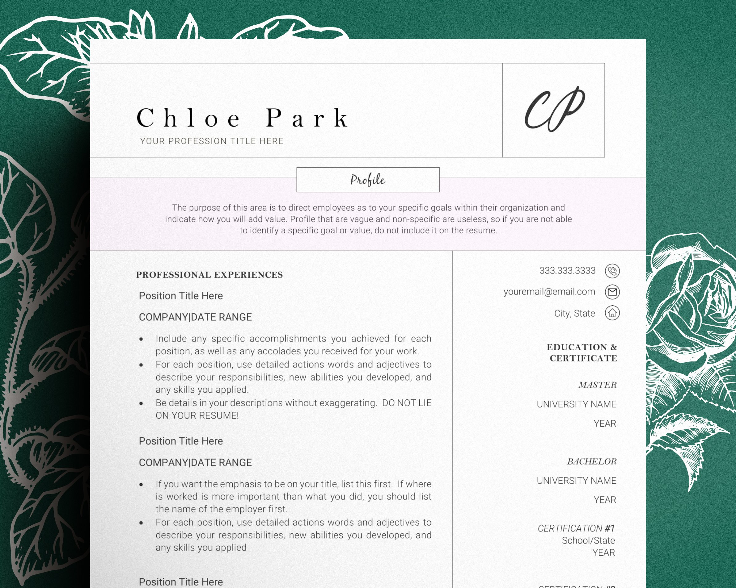 Minimalist Pink Resume / CV Template cover image.