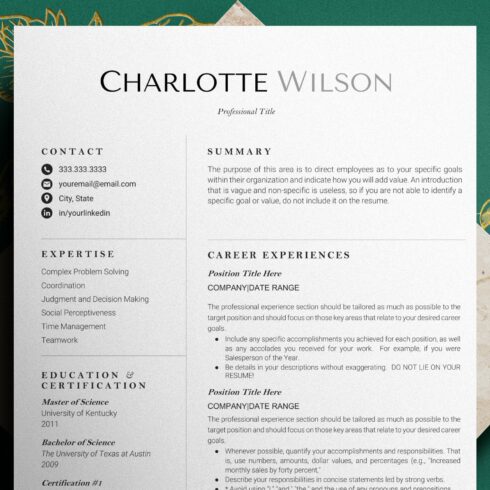 Resume for Google Docs, Word, Pages cover image.