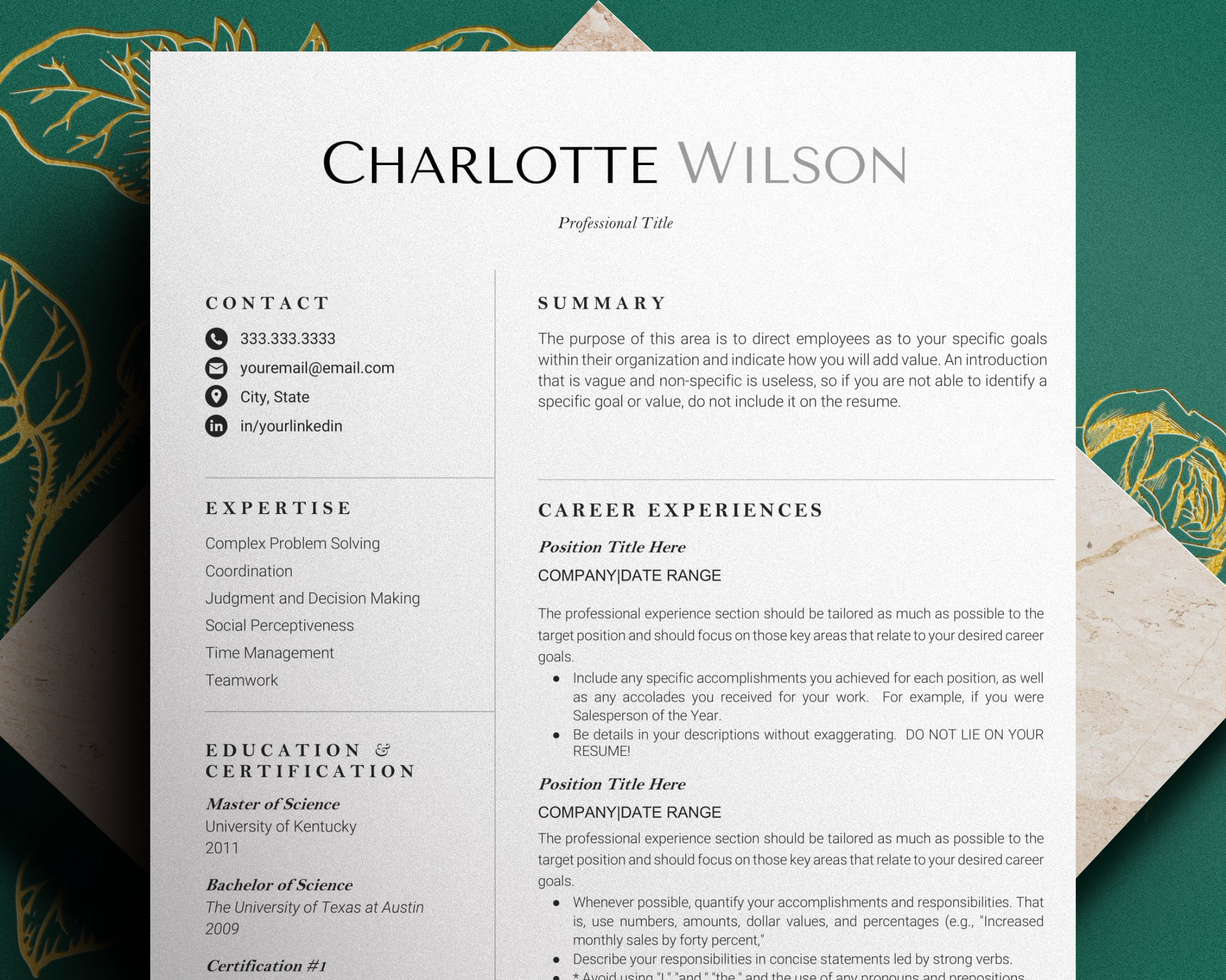 Resume for Google Docs, Word, Pages cover image.