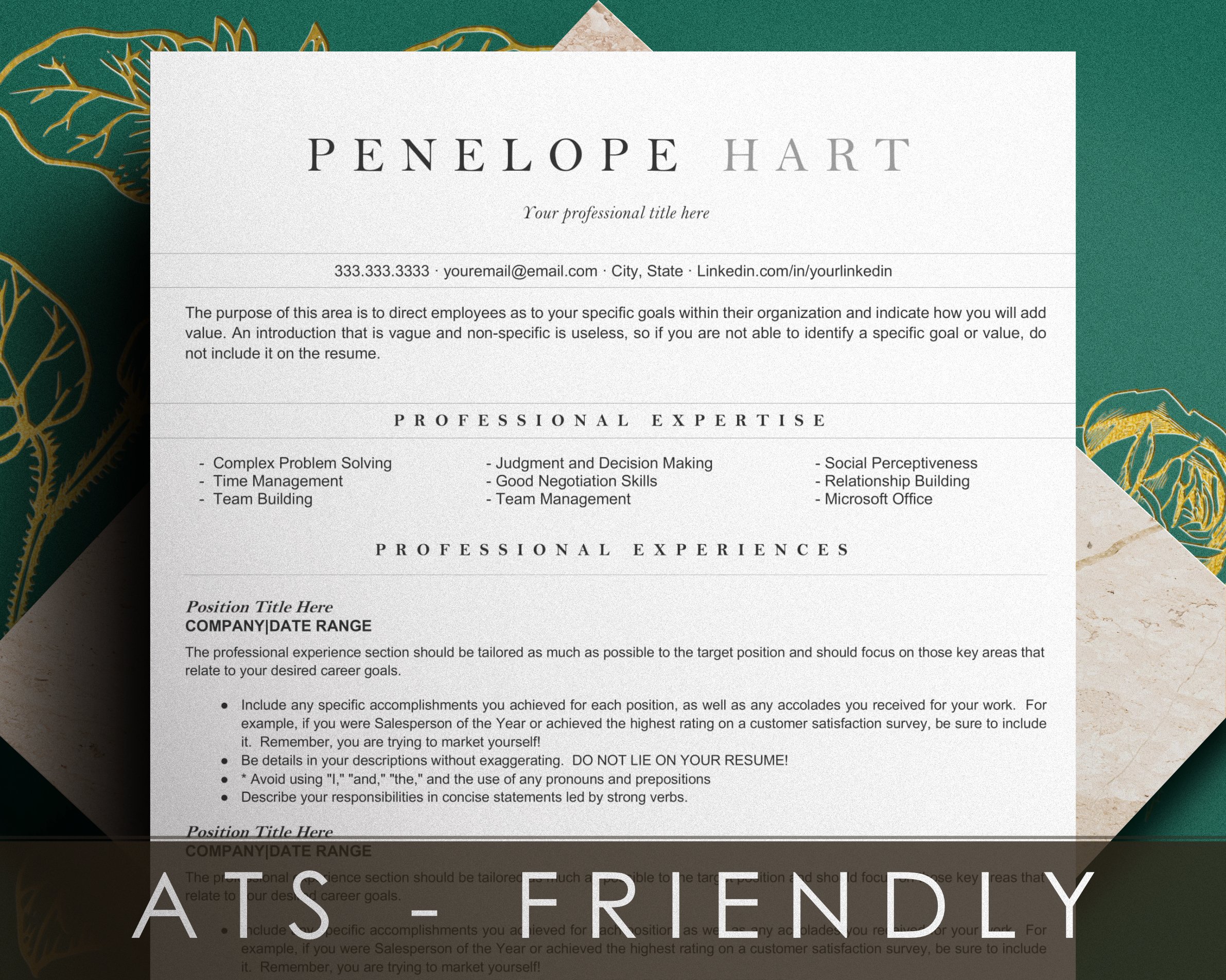 Penelope - Elegant ATS Resume cover image.