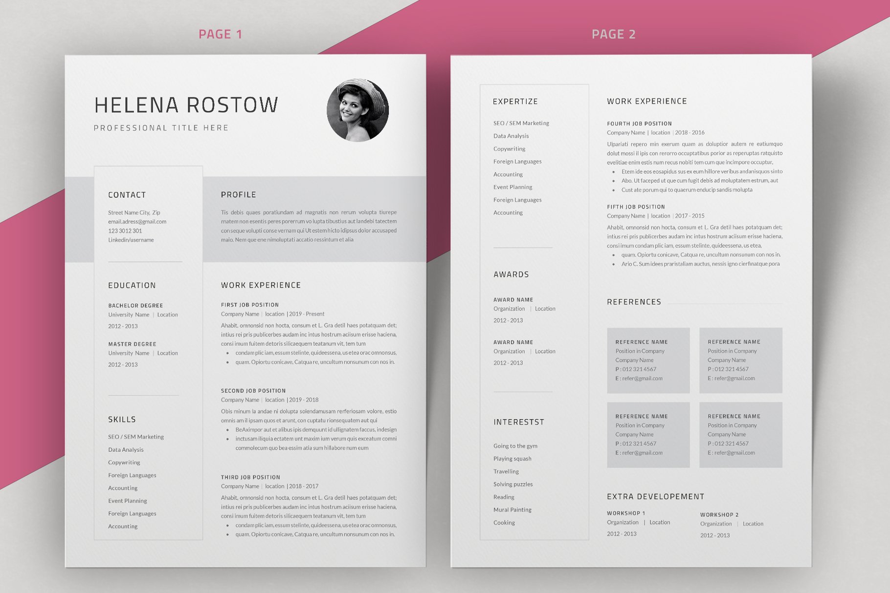 Resume Cv Template preview image.
