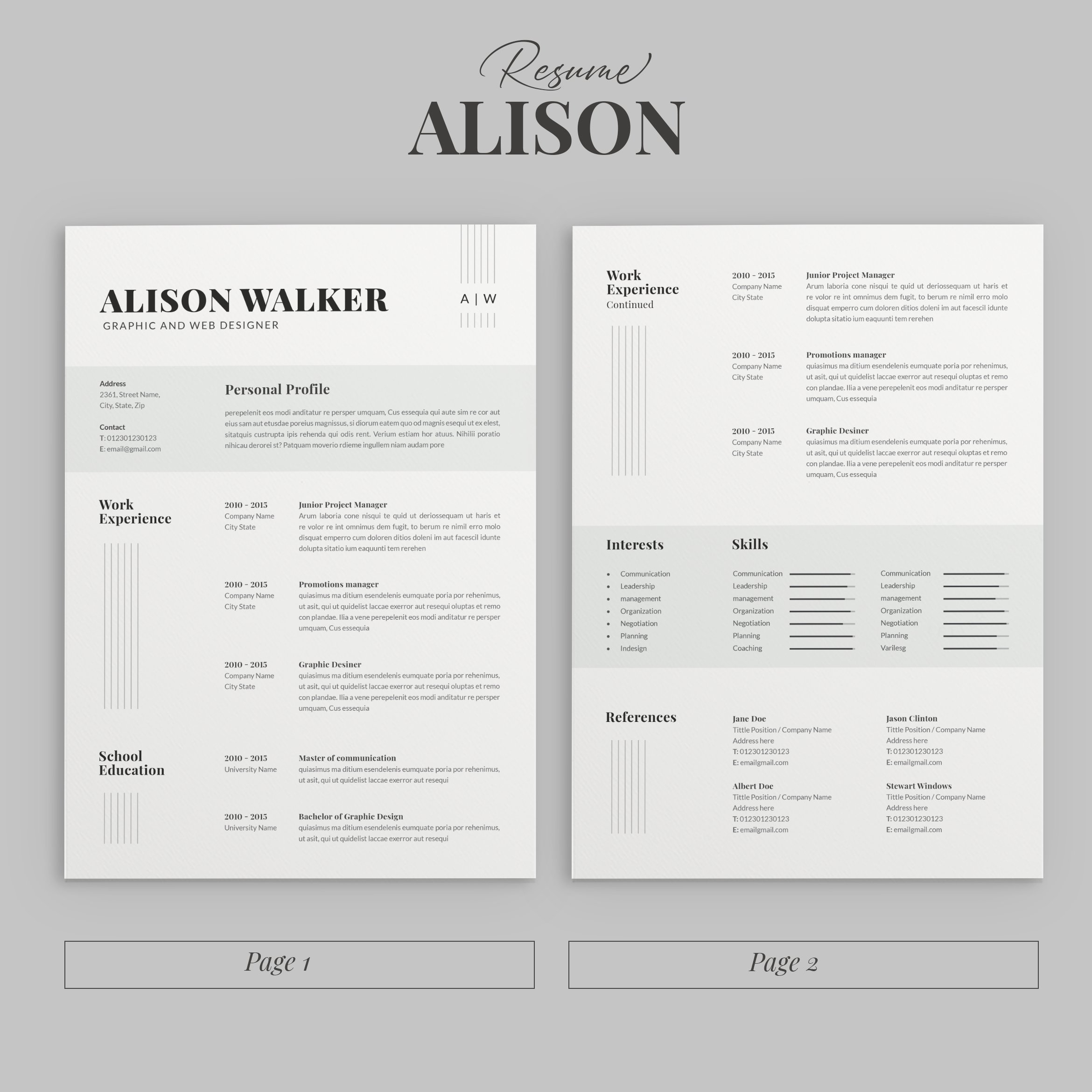 Modern Resume Template preview image.