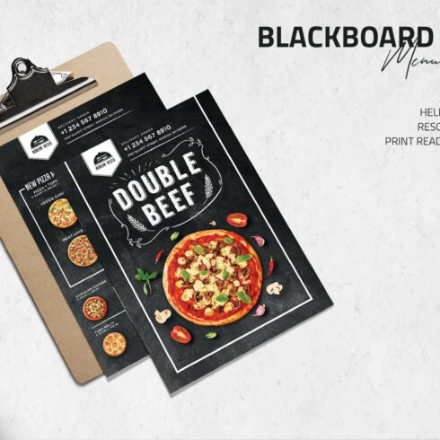 Blackboard Pizza Menu Template cover image.