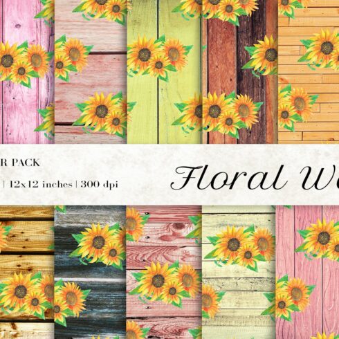 Floral Wood Rustic Digital Papers cover image.