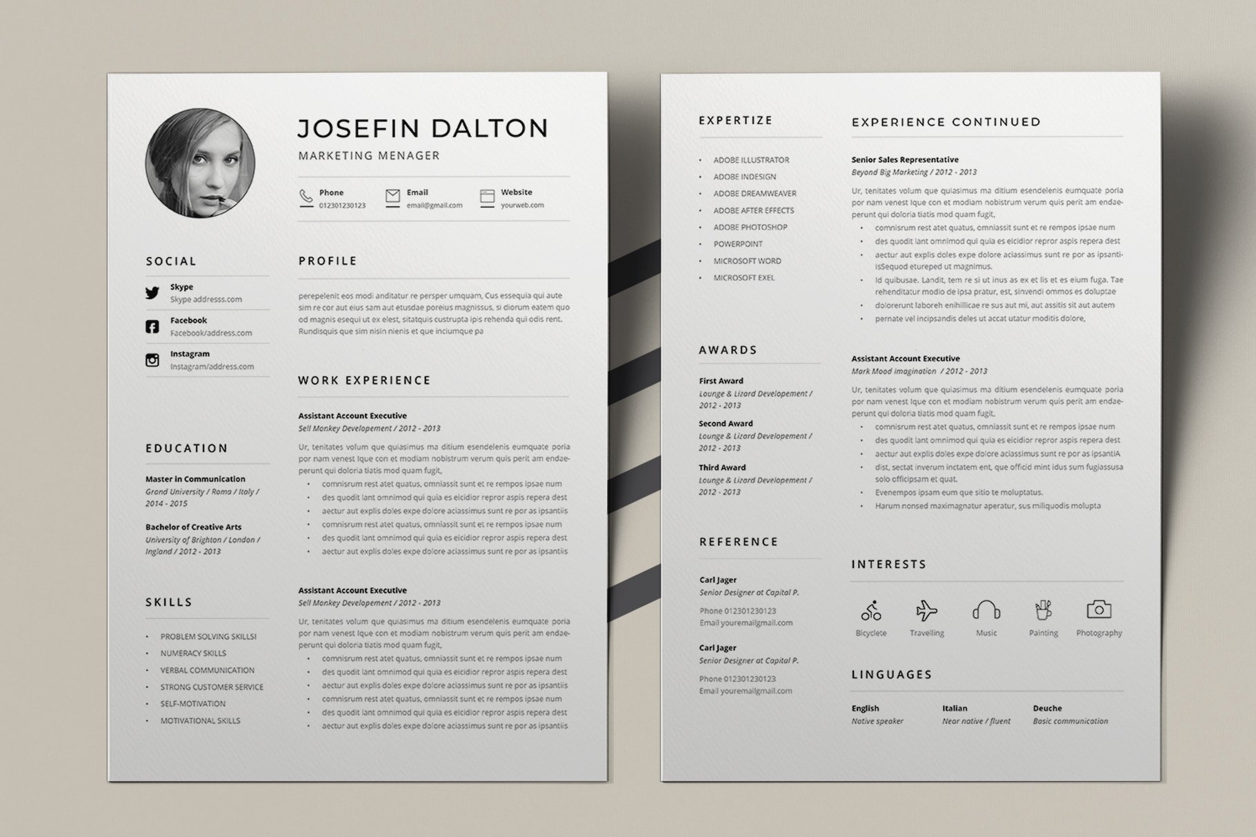 Word Resume Template preview image.