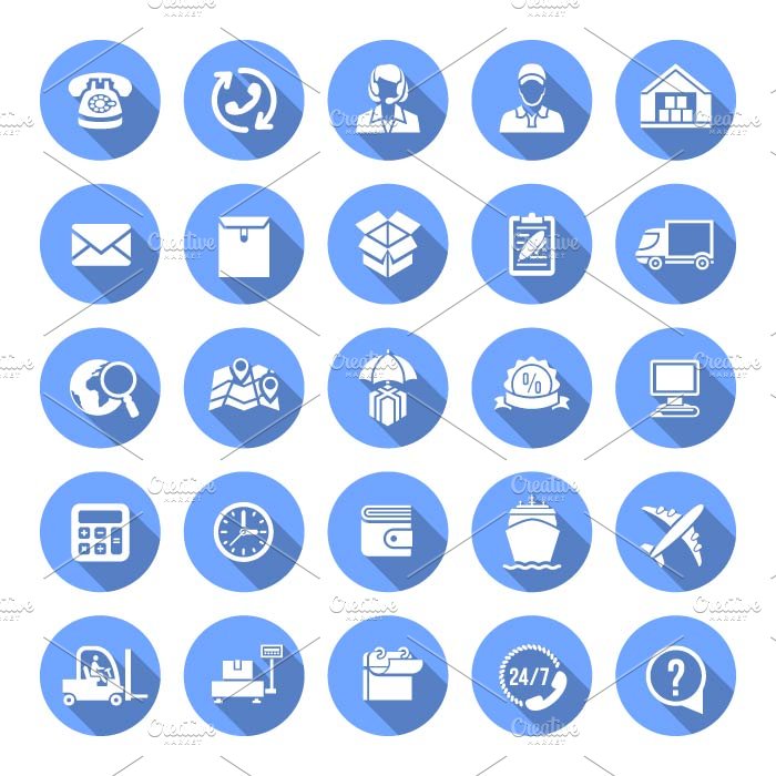 Delivery and Logistics Flat Icons preview image.