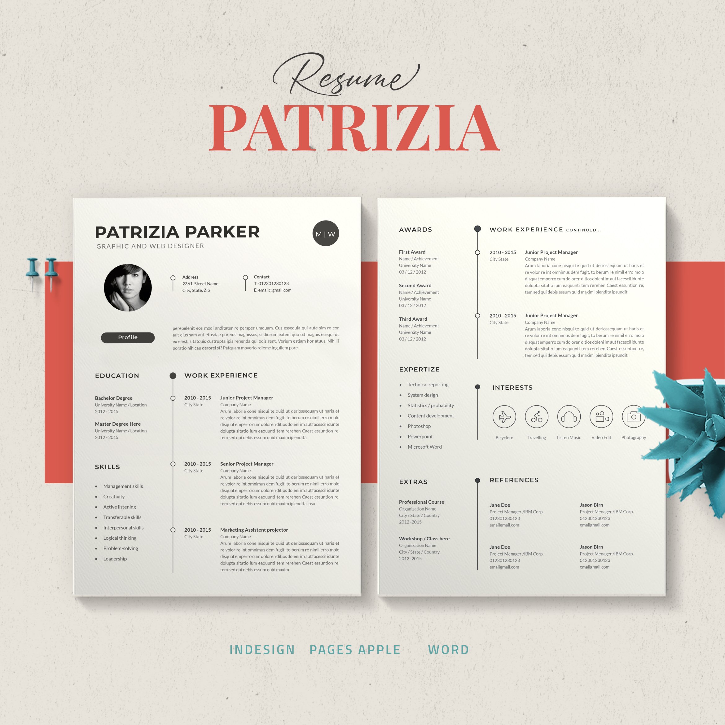 Resume Cv Template preview image.