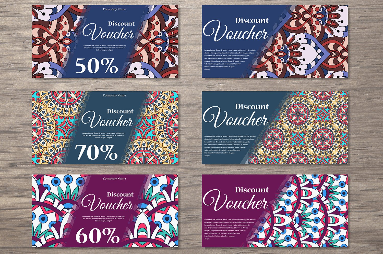 Set of gift voucher templates preview image.